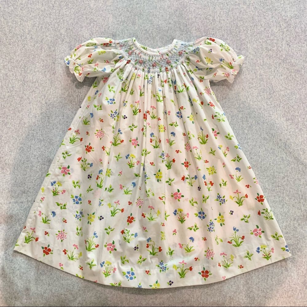 New Little English Floral Smocked Dress